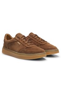 Low-top suede trainers, Brown