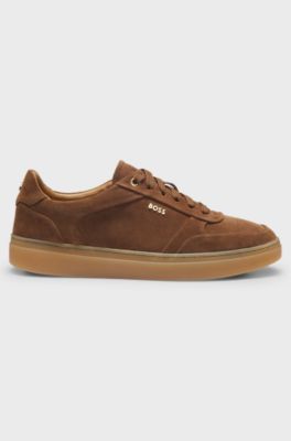 Low-top suede trainers, Brown