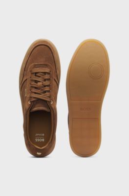 Low-top suede trainers, Brown