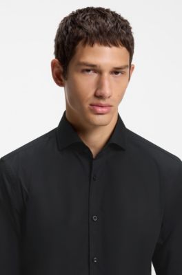 Slim-fit easy-iron shirt, Black