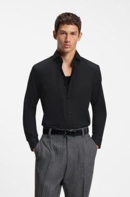 Slim-fit easy-iron shirt, Black