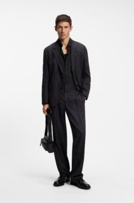 Slim-fit Kent collar shirt , Black