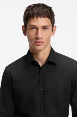 Slim-fit Kent collar shirt , Black