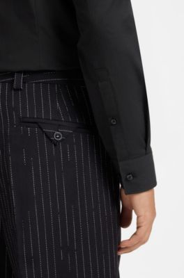 Slim-fit Kent collar shirt , Black