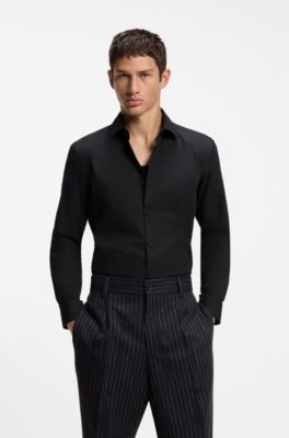 Slim-fit Kent collar shirt , Black