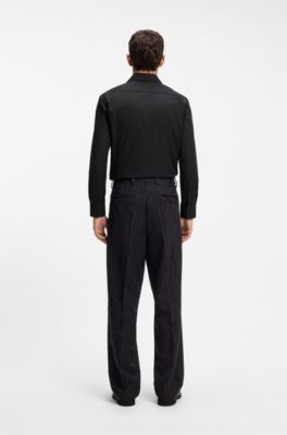 Slim-fit Kent collar shirt , Black