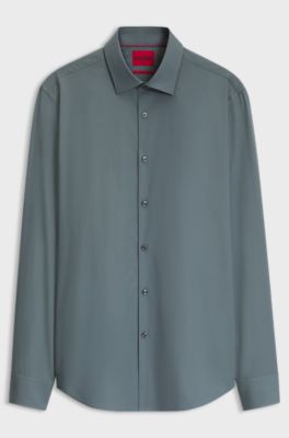 Slim-fit Kent collar shirt , Dark Grey