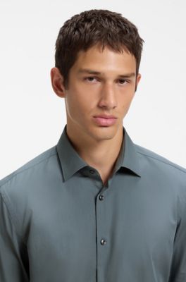 Slim-fit Kent collar shirt , Dark Grey