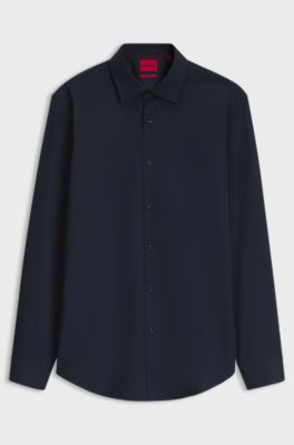 Camicia slim fit con colletto stile Kent, Blu scuro