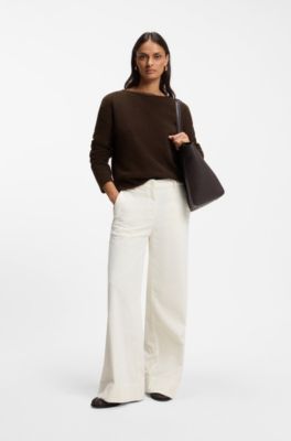 Relaxed-fit sweater in an alpaca and wool blend, Brown