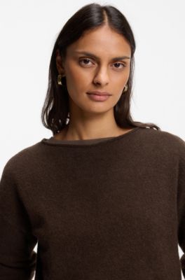 Relaxed-fit sweater in an alpaca and wool blend, Brown