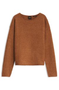 Maglione relaxed fit in misto lana e alpaca, Cognac