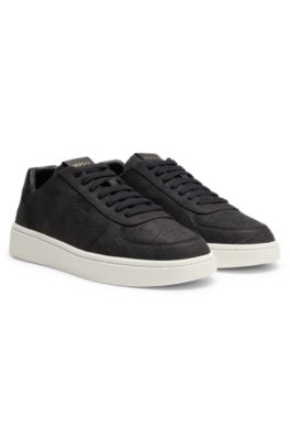 Crocodile-embossed sneakers, Black