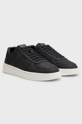 Crocodile-embossed sneakers, Black