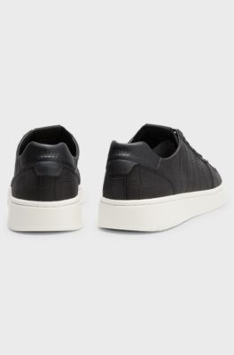 Crocodile-embossed sneakers, Black