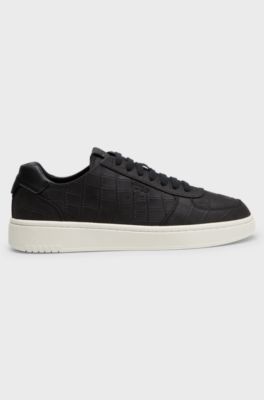 Crocodile-embossed sneakers, Black