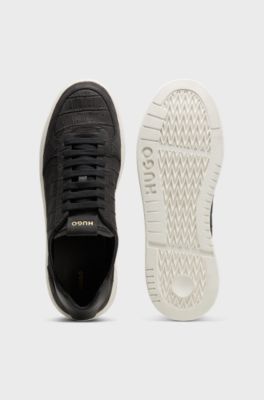 Crocodile-embossed sneakers, Black
