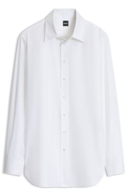 Relaxed-fit blouse in cotton twill, White