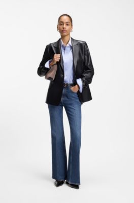 Relaxed-fit blouse in cotton twill, Blue