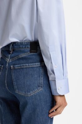 Relaxed-fit blouse in cotton twill, Blue
