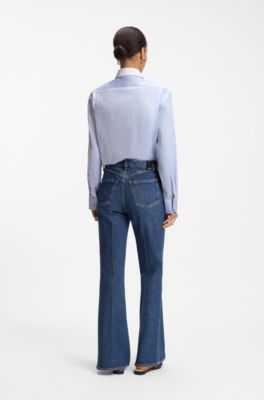 Relaxed-fit blouse in cotton twill, Blue