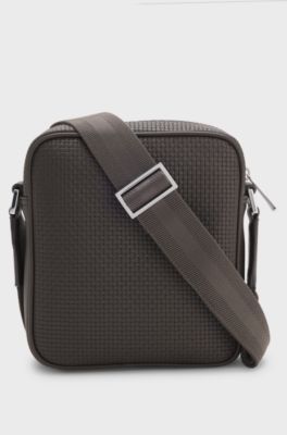Woven-textured reporter bag, Dark Brown
