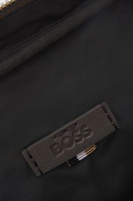 Woven-textured reporter bag, Dark Brown