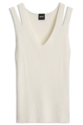 Rib-knit top, Natural