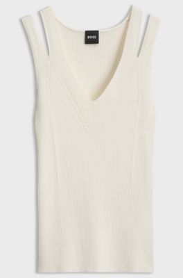 Rib-knit top, Natural