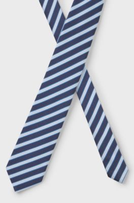 Silk-blend tie, Blue stripes