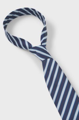 Silk-blend tie, Blue stripes