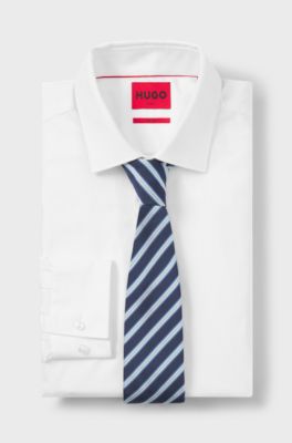 Silk-blend tie, Blue stripes