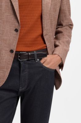 BOSS ONE Italian-leather belt, Dark Brown