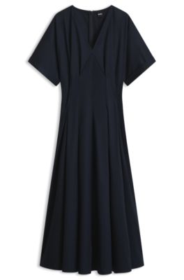 Stretch-cotton maxi dress, Dark Blue