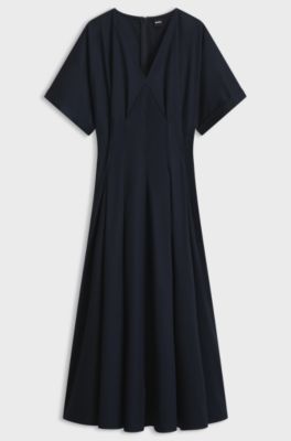 Stretch-cotton maxi dress, Dark Blue