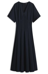 Stretch-cotton maxi dress, Dark Blue