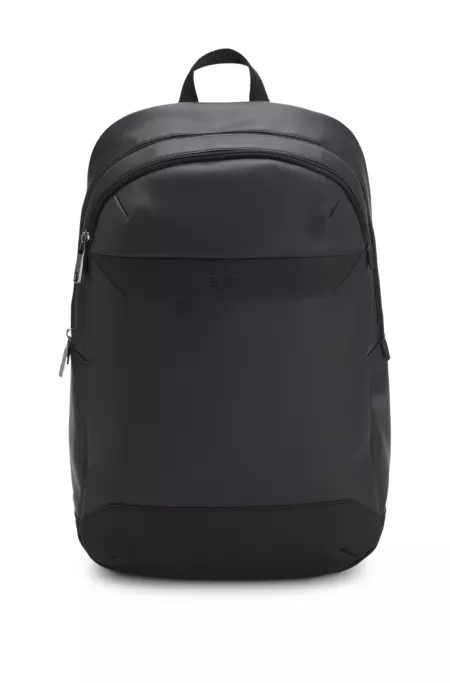 Rucksack aus Kunstleder mit Piqué-Details
