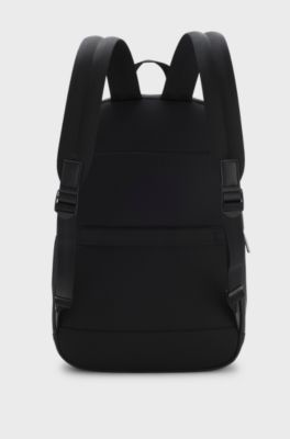 Backpack in faux leather with piqu&eacute; detailing, Black