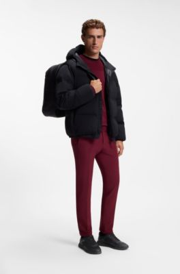 Backpack in faux leather with piqu&eacute; detailing, Black
