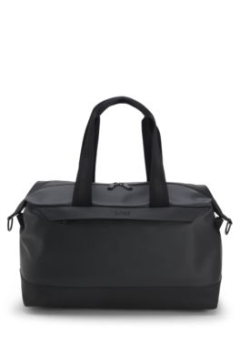 Faux-leather holdall with logo detail, Black