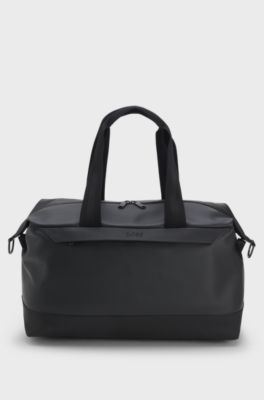 Faux-leather holdall with logo detail, Black