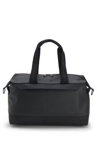 Faux-leather holdall with logo detail, Black