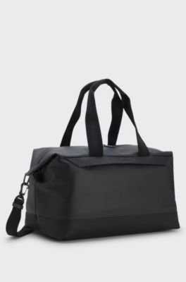 Faux-leather holdall with logo detail, Black