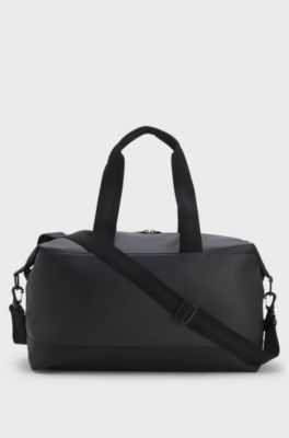 Faux-leather holdall with logo detail, Black