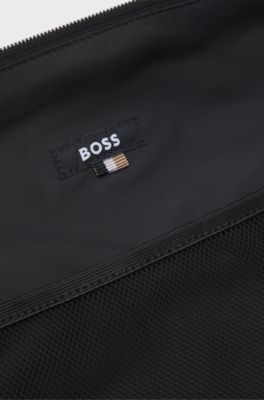Faux-leather holdall with logo detail, Black
