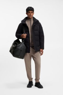 Faux-leather holdall with logo detail, Black