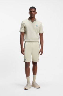BOSS x AO stretch piqu&eacute; polo shirt, Light Beige