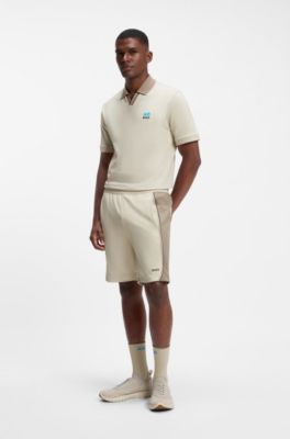 BOSS x AO stretch piqu&eacute; polo shirt, Light Beige