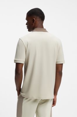 BOSS x AO stretch piqu&eacute; polo shirt, Light Beige