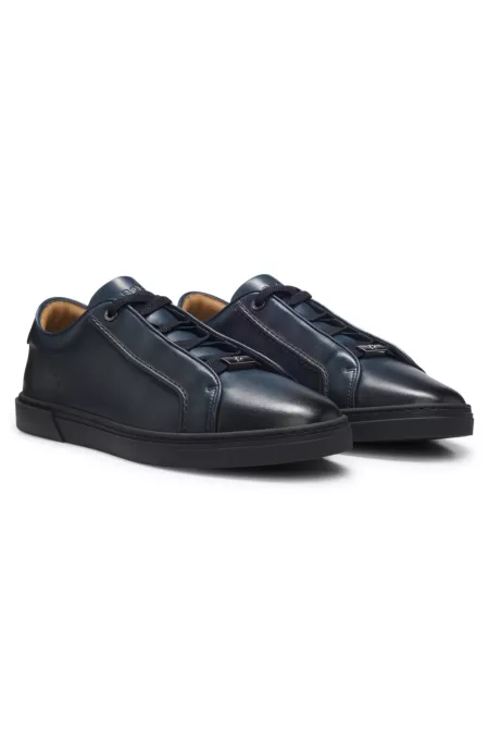 Baskets basses en cuir brossé haut de gamme